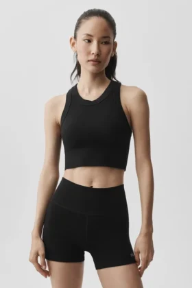 Soutien-gorge Delight à col haut en modal sans coutures et à texture côtelée - Noir
