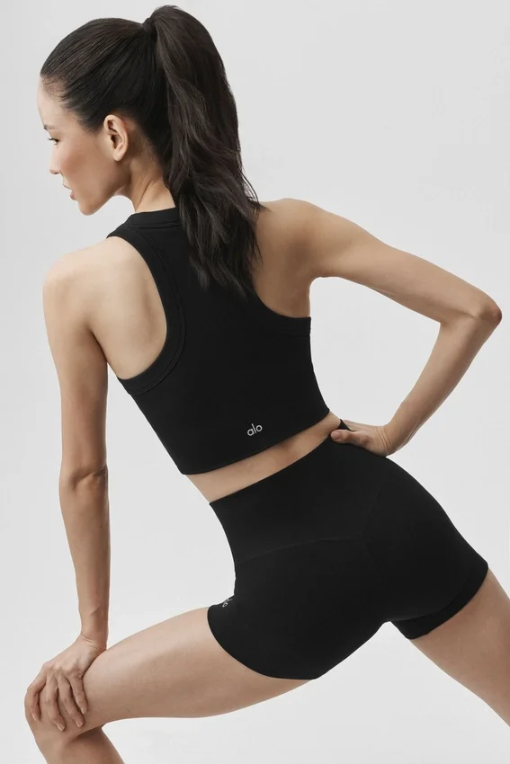 Soutien-gorge Delight à col haut en modal sans coutures et à texture côtelée - Noir