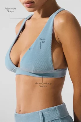 Soutien-gorge Dreamer en micro-velours côtelé – Bleu céleste