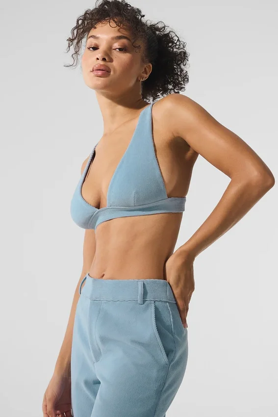 Soutien-gorge Dreamer en micro-velours côtelé - Bleu céleste