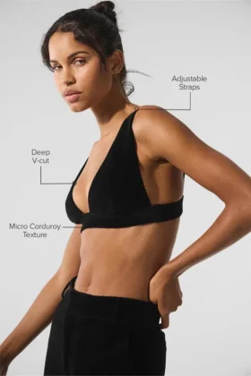 Soutien-gorge Dreamer en micro-velours côtelé – Noir