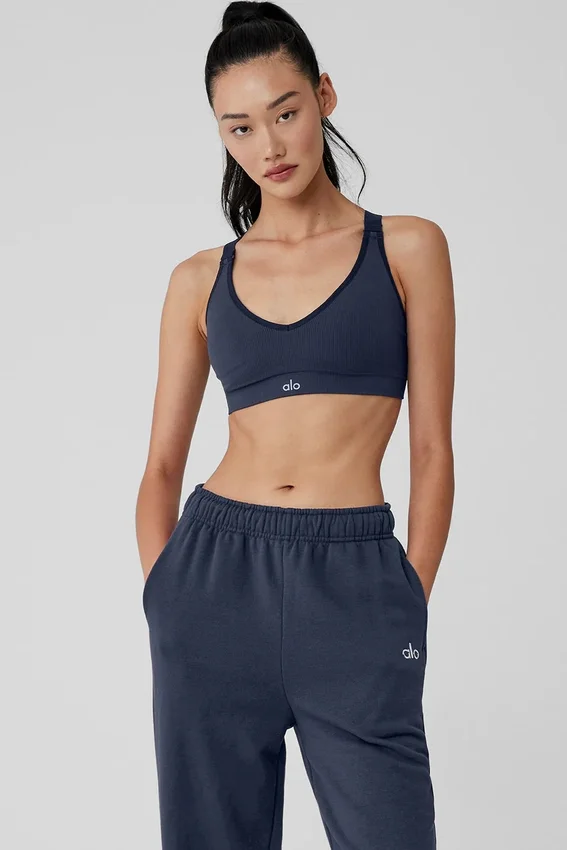 Soutien-gorge Favorite sans coutures à côtes - Bleu marine