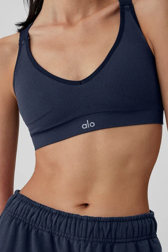 Soutien-gorge Favorite sans coutures à côtes - Bleu marine