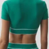 Soutien-gorge à manches courtes Alo Softsculpt « Amp It up » - Emerald Isle