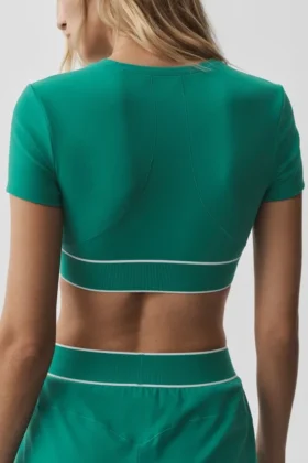 Soutien-gorge à manches courtes Alo Softsculpt « Amp It up » – Emerald Isle