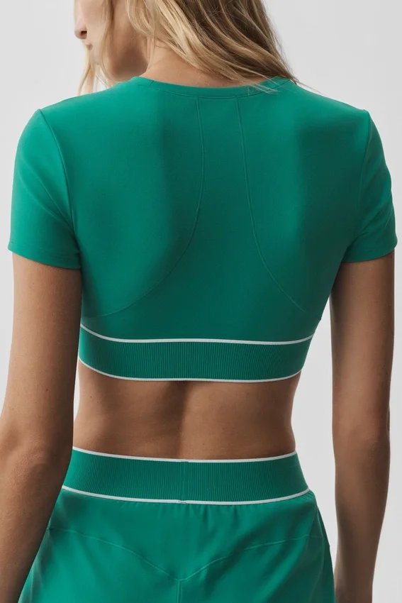 Soutien-gorge à manches courtes Alo Softsculpt « Amp It up » - Emerald Isle