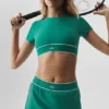 Soutien-gorge à manches courtes Alo Softsculpt « Amp It up » - Emerald Isle