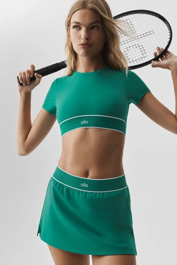 Soutien-gorge à manches courtes Alo Softsculpt « Amp It up » - Emerald Isle