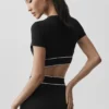 Soutien-gorge à manches courtes Alo Softsculpt Amp It up - Noir