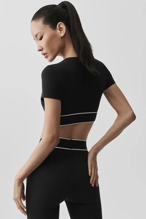 Soutien-gorge à manches courtes Alo Softsculpt Amp It up - Noir