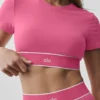 Soutien-gorge à manches courtes Alo Softsculpt « Amp It up » - Rose paradisiaque