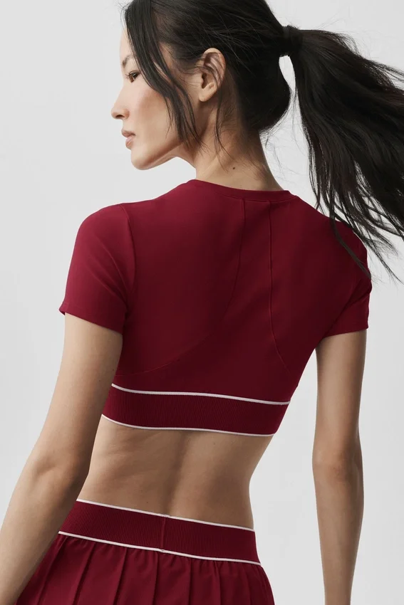 Soutien-gorge à manches courtes Alo Softsculpt « Amp It up » - Summer Romance Red