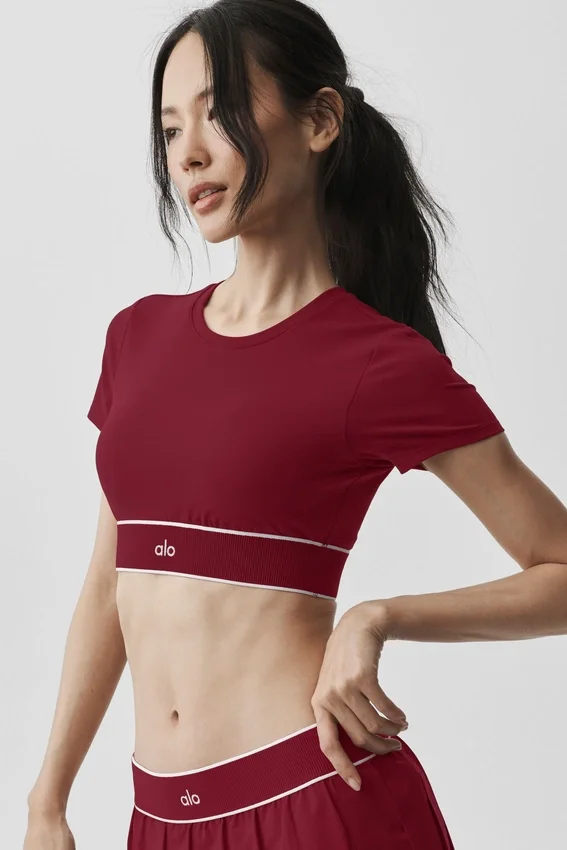 Soutien-gorge à manches courtes Alo Softsculpt « Amp It up » - Summer Romance Red