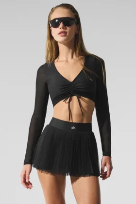 Soutien-gorge à manches longues Airlift Mesh Divine - Noir