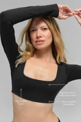 Soutien-gorge à manches longues Alo Softsculpt Precision – Noir