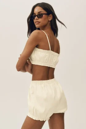 Soutien-gorge Riviera Bloomer en mélange de lin – Beige sable