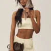 Soutien-gorge Riviera Bloomer en mélange de lin - Beige sable