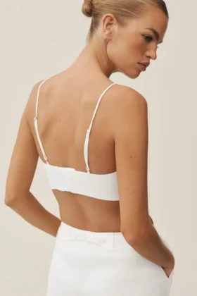 Soutien-gorge Riviera en mélange de lin – Blanc