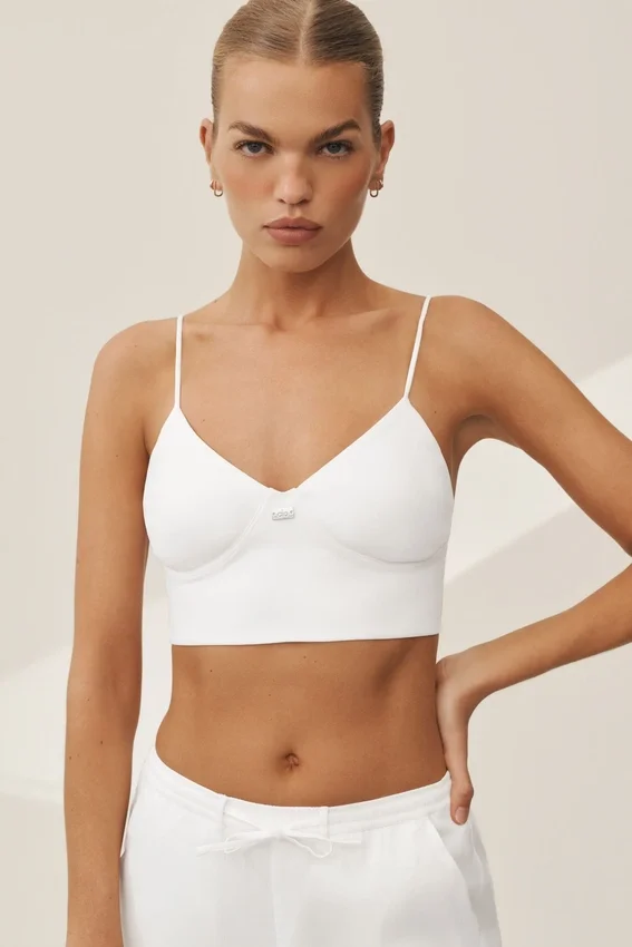 Soutien-gorge Riviera en mélange de lin - Blanc