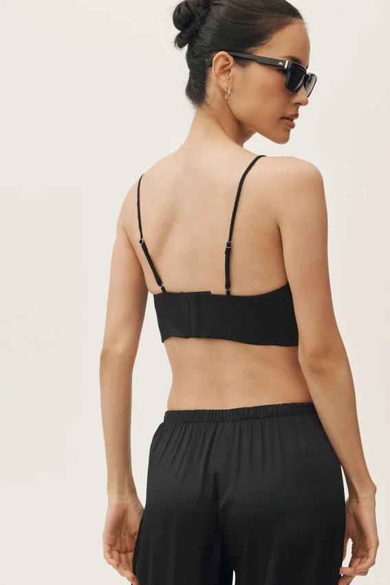 Soutien-gorge Riviera en mélange de lin - Noir