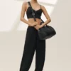 High-Waist Radiance pant en mélange de soie – Noir