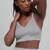 Soutien-gorge sans coutures à côtes bicolores - Gris brumeux clair chiné