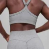 Soutien-gorge sans coutures à côtes bicolores - Gris brumeux clair chiné
