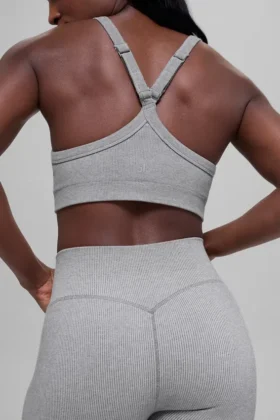 Soutien-gorge sans coutures à côtes bicolores – Gris brumeux clair chiné