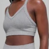 Soutien-gorge sans coutures à côtes bicolores - Gris brumeux clair chiné