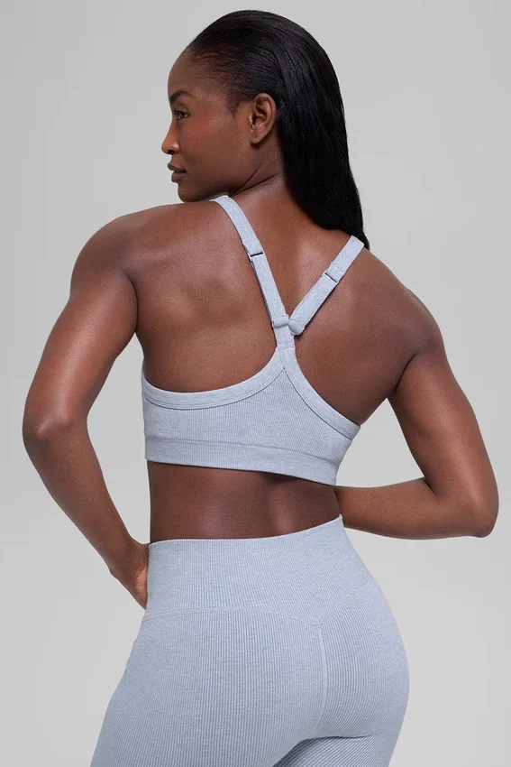 Soutien-gorge sans coutures à côtes bicolores - Gris givré d'hiver