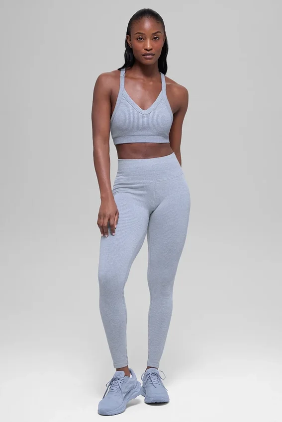 Soutien-gorge sans coutures à côtes bicolores - Gris givré d'hiver