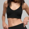 Soutien-gorge sans coutures à côtes bicolores - Noir