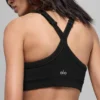 Soutien-gorge sans coutures à côtes bicolores - Noir