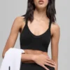 Soutien-gorge sans coutures à côtes bicolores - Noir