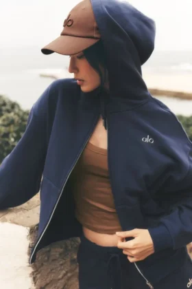 Sweat à capuche Accolade à fermeture éclair intégrale - Bleu marine