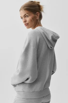 Sweat à capuche Accolade à fermeture éclair intégrale – Gris chiné athlétique
