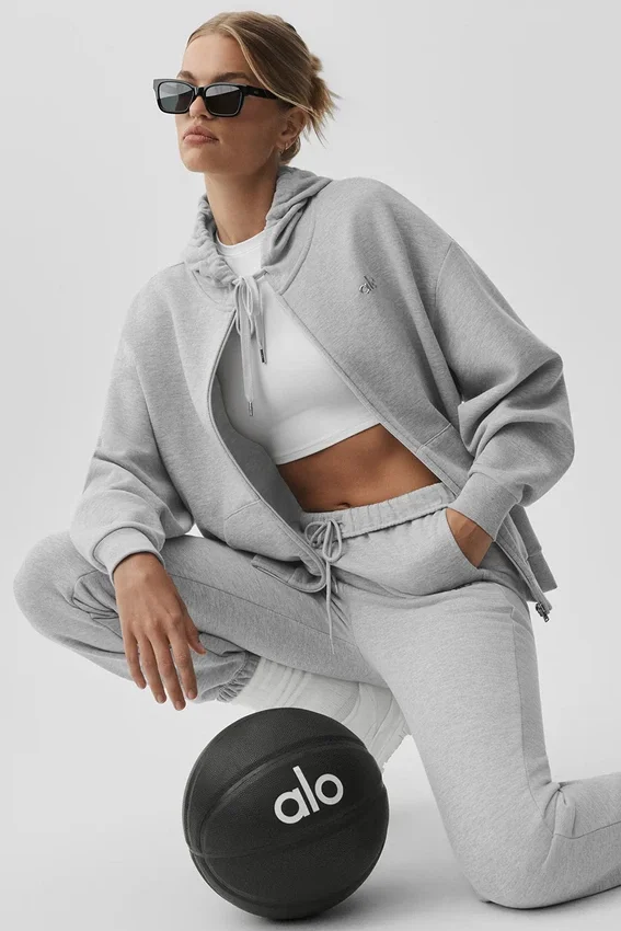 Sweat à capuche Accolade à fermeture éclair intégrale - Gris chiné athlétique