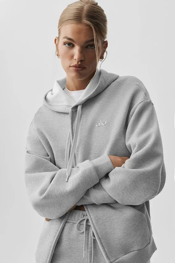 Sweat à capuche Accolade à fermeture éclair intégrale - Gris chiné athlétique
