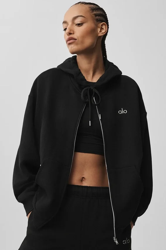 Sweat à capuche Accolade à fermeture éclair intégrale - Noir