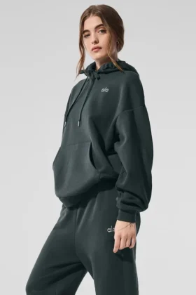 Sweat à capuche Accolade - Vert anthracite