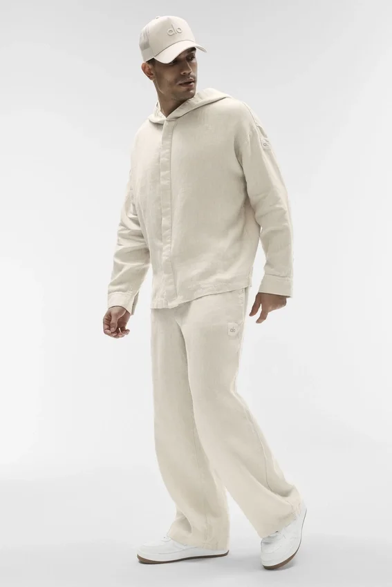 Sweat à capuche boutonné Linen Days - Beige