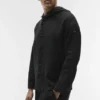 Sweat à capuche boutonné Linen Days - Noir