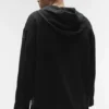 Sweat à capuche boutonné Linen Days - Noir