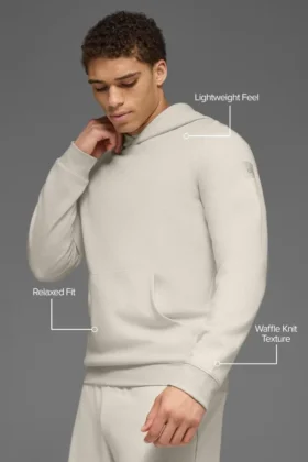 Sweat à capuche d’intérieur gaufré – Bone