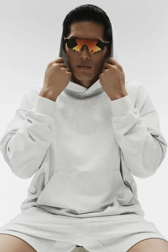 Sweat à capuche Double Take - Blanc chiné