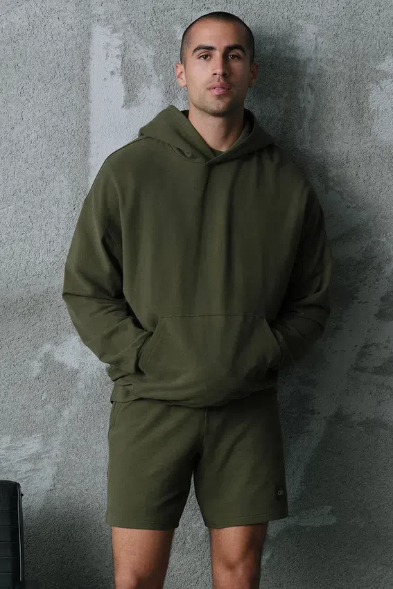 Sweat à capuche Double Take - Vert olive