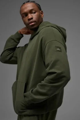 Sweat à capuche Double Take – Vert olive