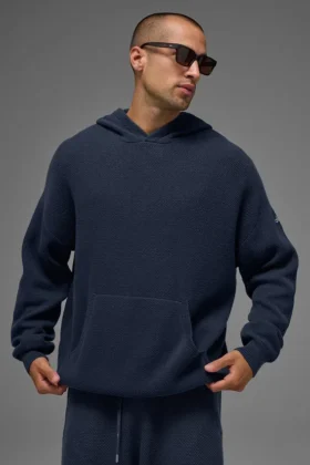Sweat à capuche en maille Sports Club - Bleu marine