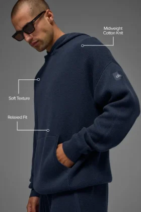 Sweat à capuche en maille Sports Club – Bleu marine