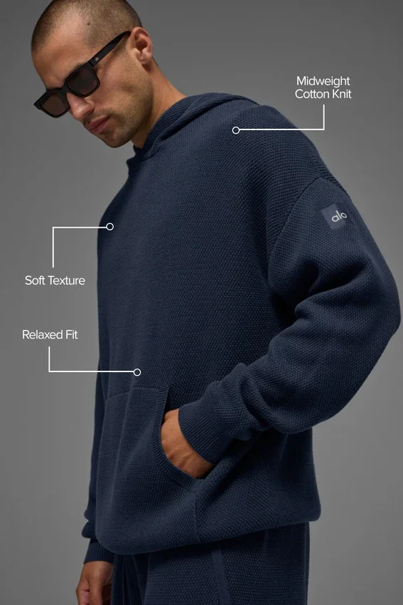 Sweat à capuche en maille Sports Club - Bleu marine